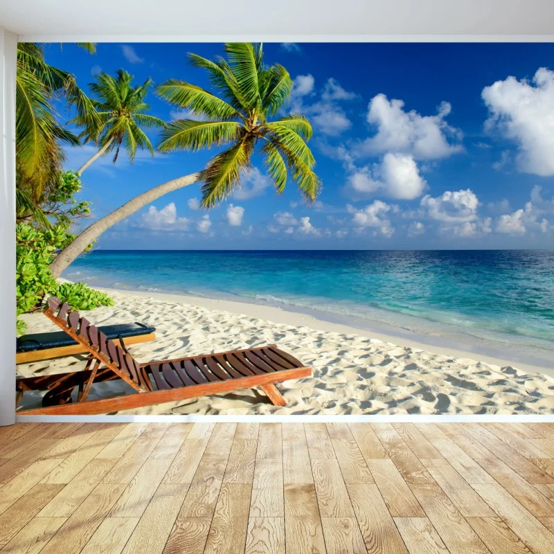 Carta da parati spiaggia paradisiaca alle Maldive