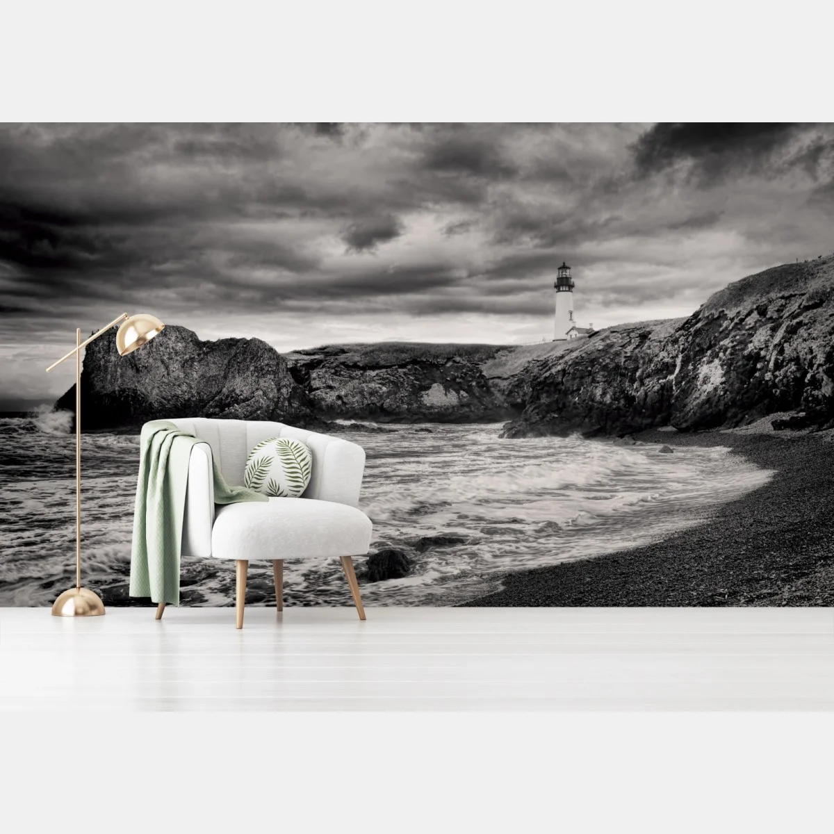 Carta da parati faro di Yaquina Bay sulla costa tempestosa • Wallissimo® Carta da parati faro di Yaquina Bay sulla costa tempestosa • Wallissimo®