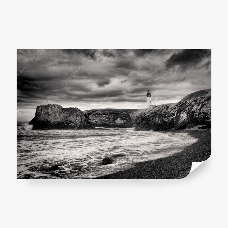 Carta da parati faro di Yaquina Bay sulla costa tempestosa