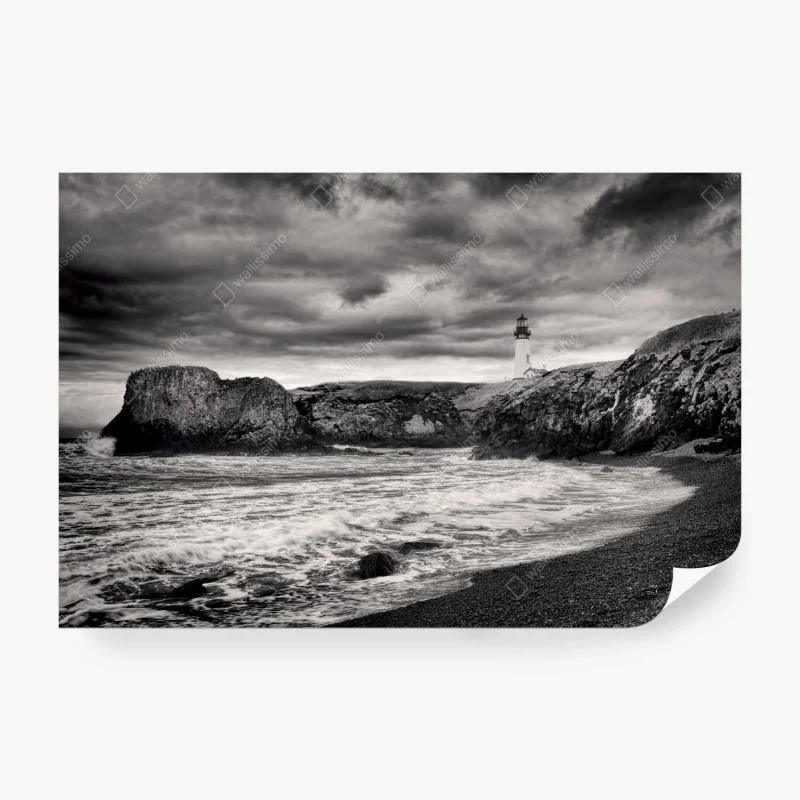 Carta da parati faro di Yaquina Bay sulla costa tempestosa