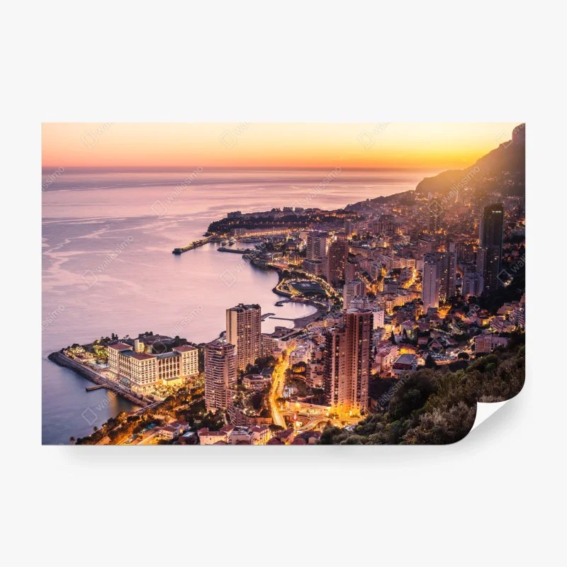 Carta da parati tramonto sulla baia urbana illuminata • Wallissimo® Carta da parati tramonto sulla baia urbana illuminata • Wallissimo®