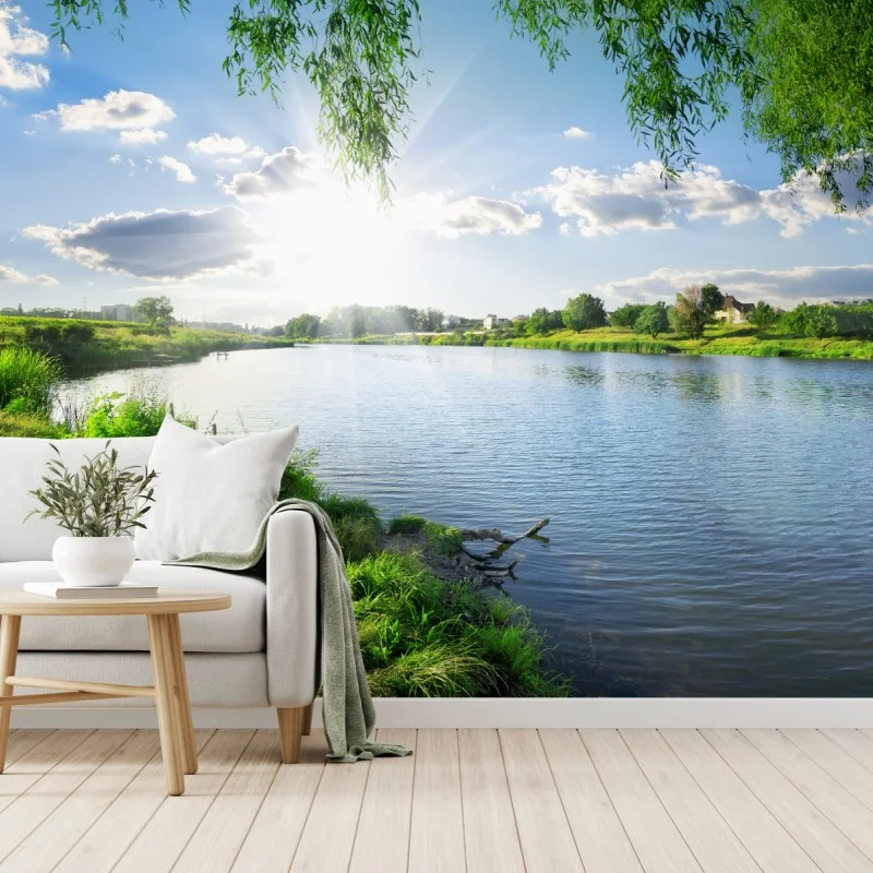 Carta da parati giorno soleggiato sul fiume