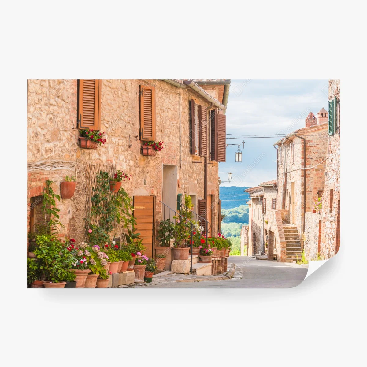 Carta da parati borgo medievale fiorito in Toscana • Wallissimo® Carta da parati borgo medievale fiorito in Toscana • Wallissimo®