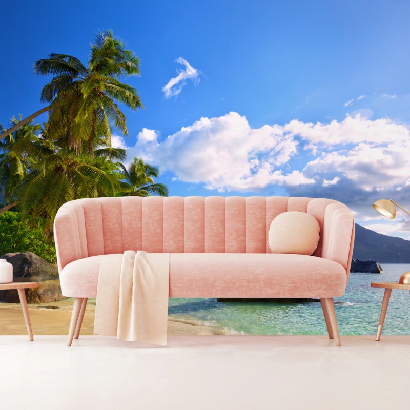 Carta da parati baia tropicale a Mahé, Seychelles