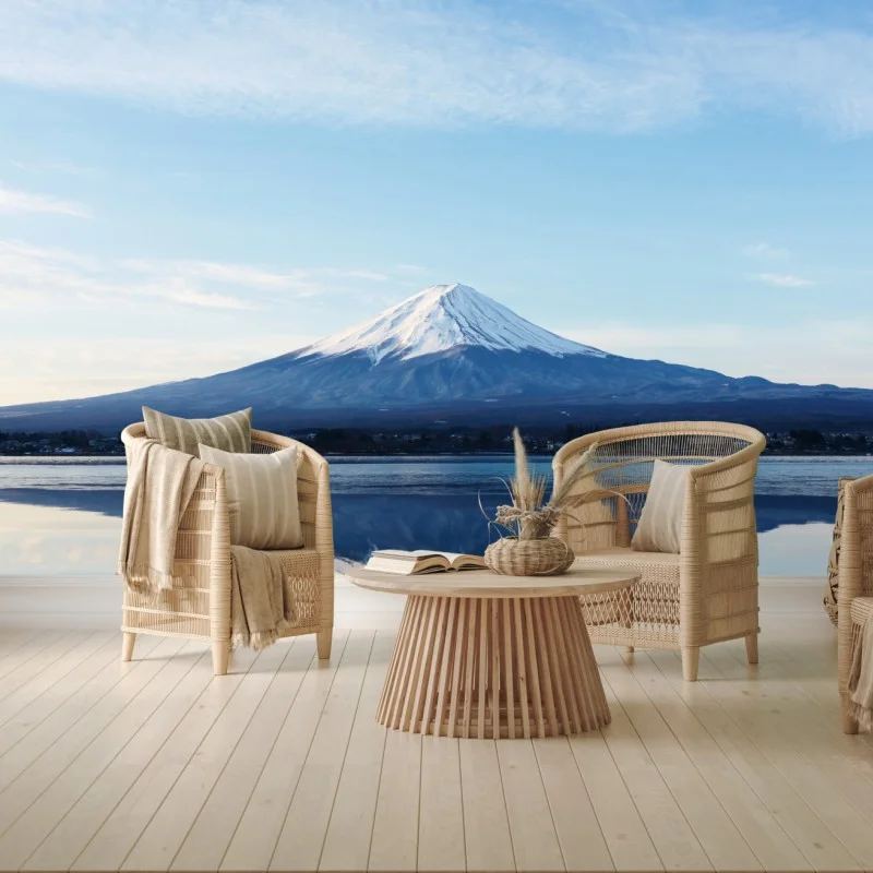 Carta da parati riflessi del Monte Fuji sul lago