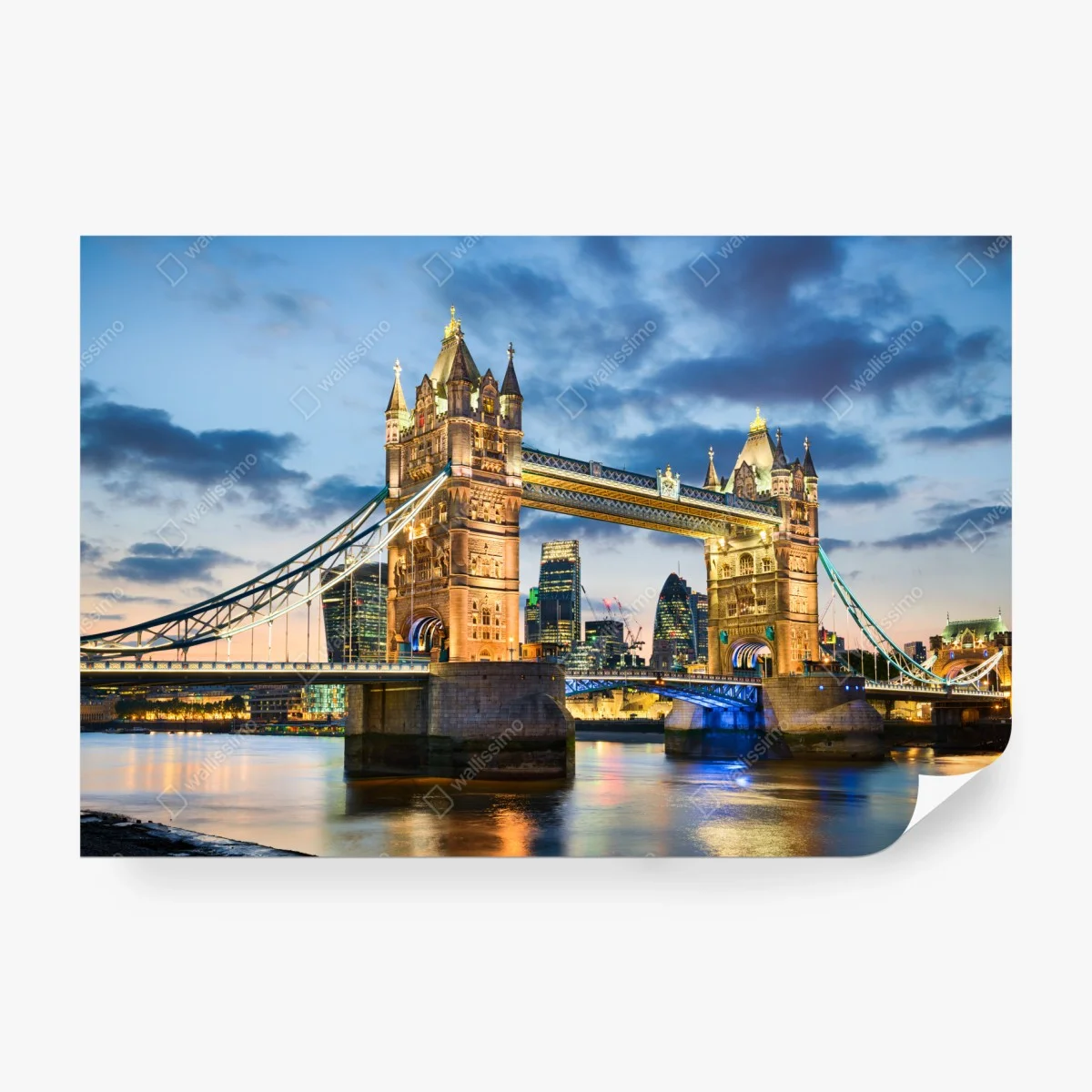 Carta da parati tramonto sul Tower Bridge di Londra • Wallissimo®