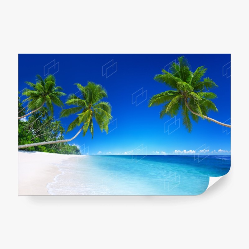 Carta da parati paradiso tropicale con palme e mare turchese