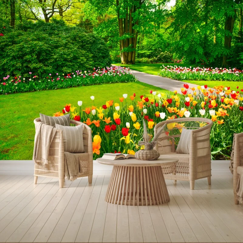 Carta da parati paesaggio di tulipani a Keukenhof