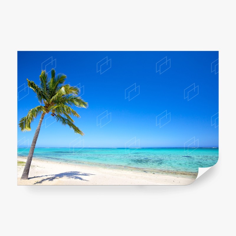 Carta da parati oasi tropicale palma e mare turchese