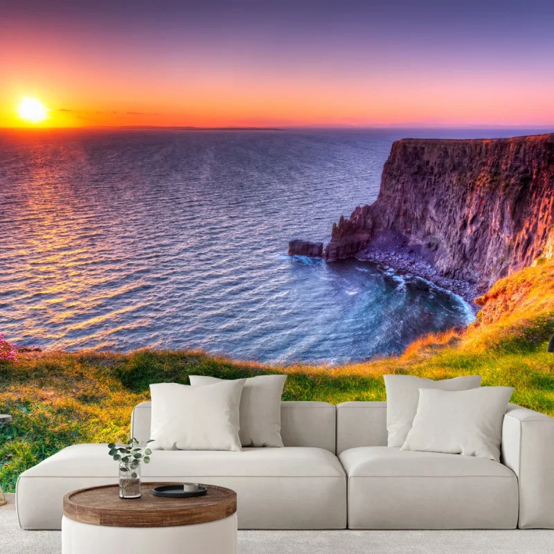 Carta da parati tramonto sulle scogliere dorate