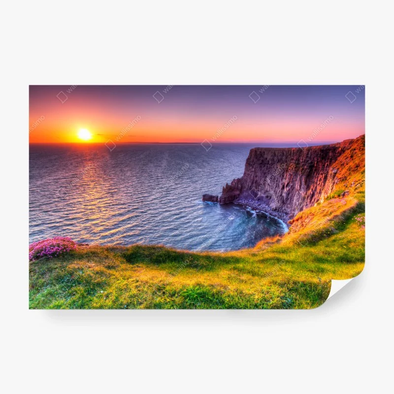 Carta da parati tramonto sulle scogliere dorate