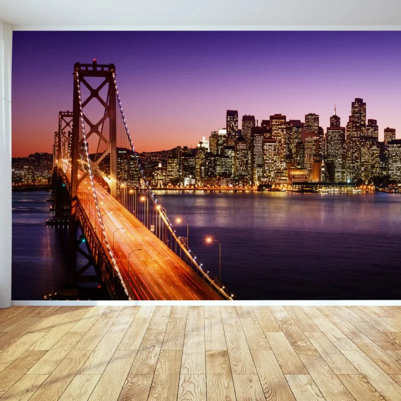 Carta da parati tramonto su San Francisco e Bay Bridge