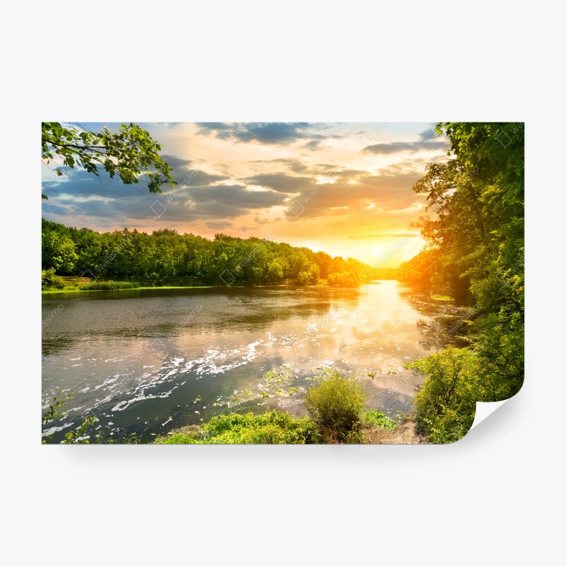 Carta da parati tramonto dorato sul fiume