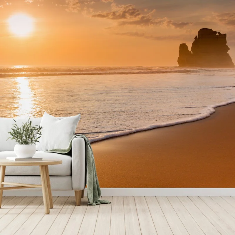 Carta da parati tramonto dorato sulla costa • Wallissimo® Carta da parati tramonto dorato sulla costa • Wallissimo®