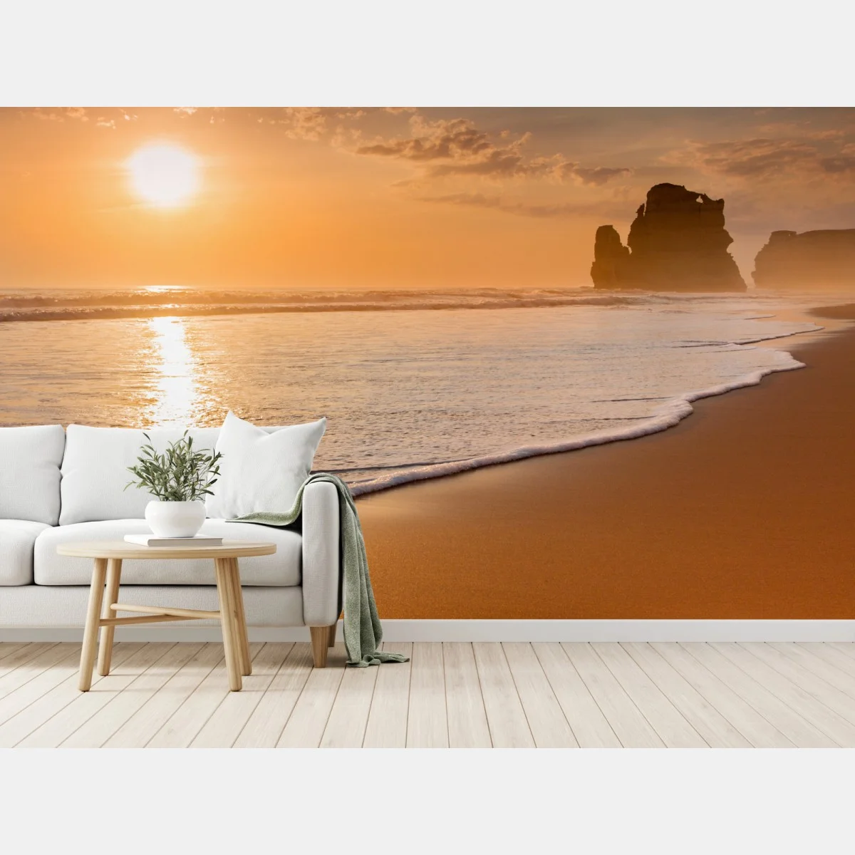 Carta da parati tramonto dorato sulla costa • Wallissimo® Carta da parati tramonto dorato sulla costa • Wallissimo®