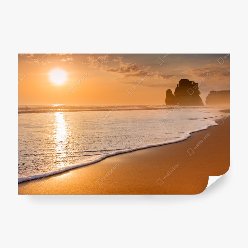 Carta da parati tramonto dorato sulla costa