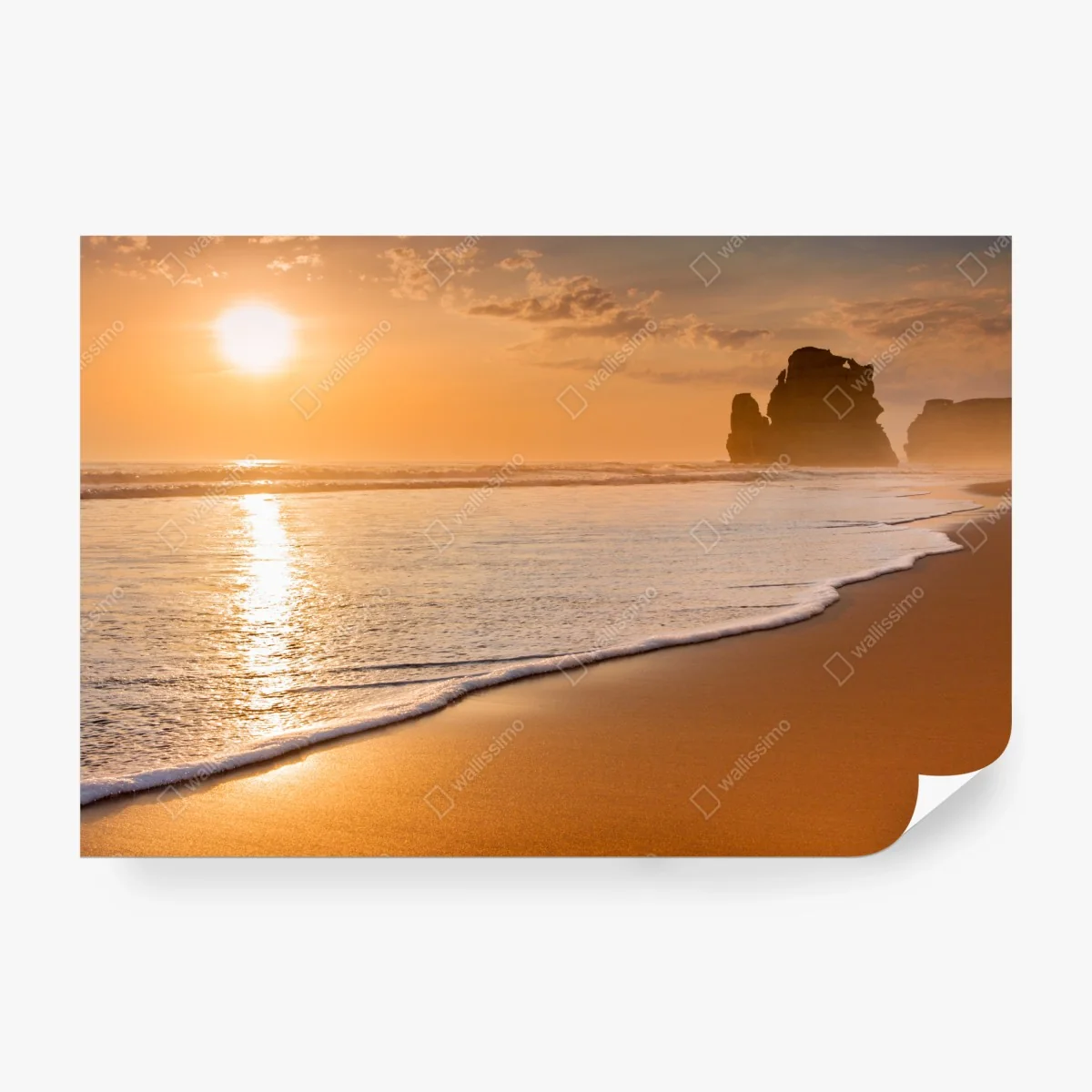 Carta da parati tramonto dorato sulla costa • Wallissimo® Carta da parati tramonto dorato sulla costa • Wallissimo®