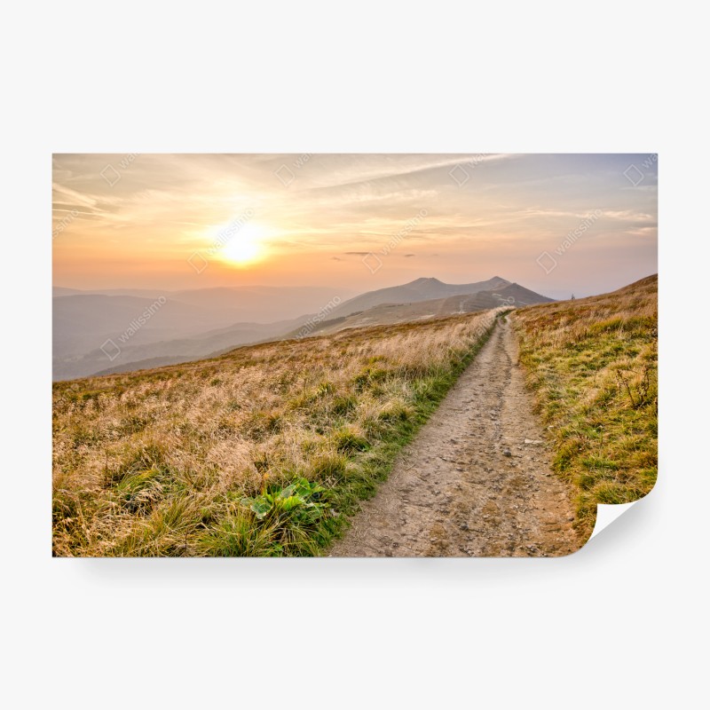 Carta da parati sentiero al tramonto sulle Bieszczady (Carpazi)