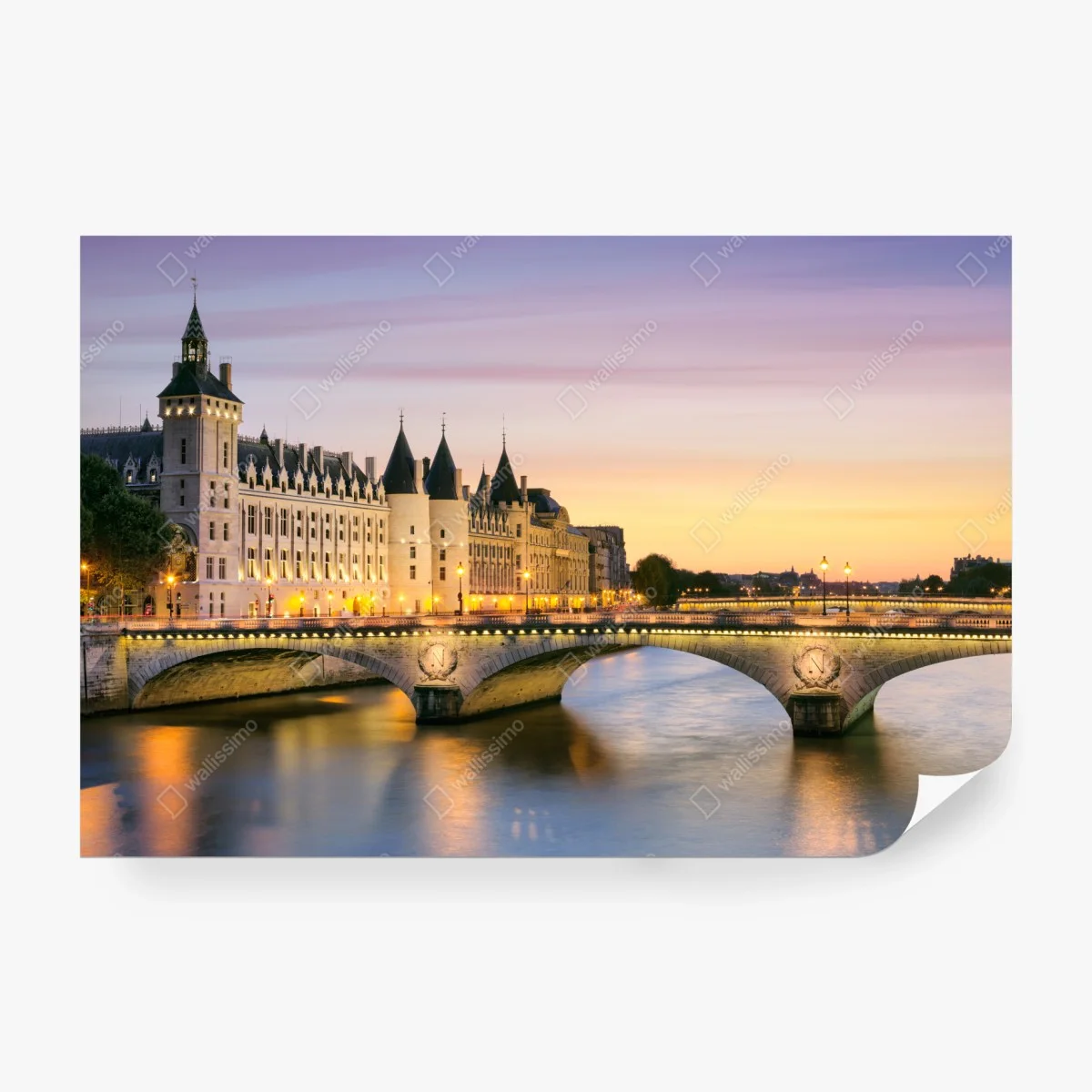 Carta da parati tramonto romantico a Parigi sul ponte • Wallissimo®