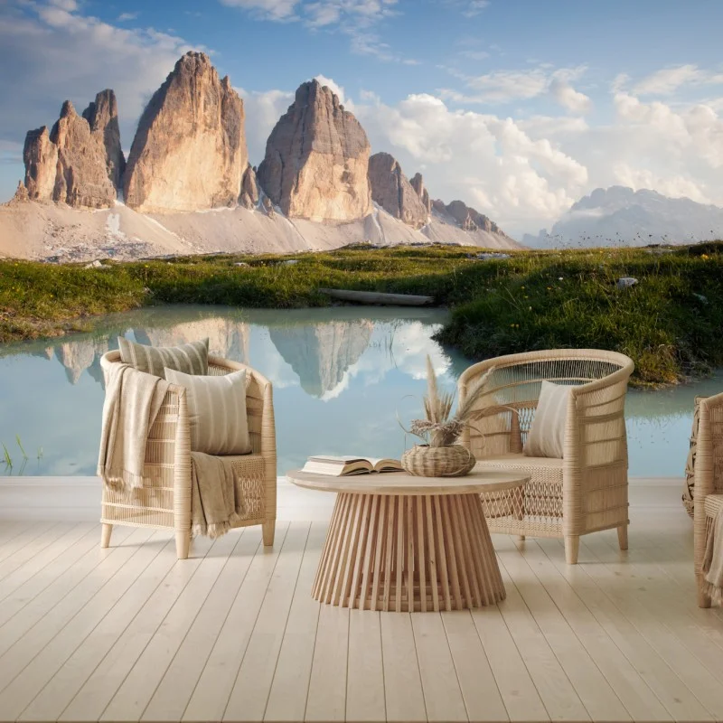 Carta da parati Tre Cime di Lavaredo riflesse al tramonto