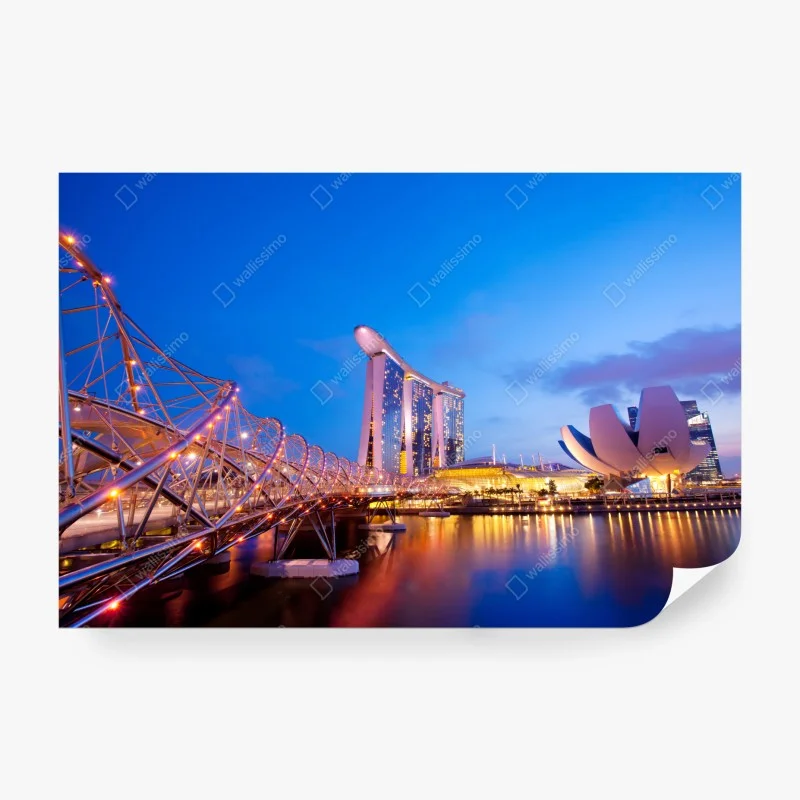 Carta da parati notte luminosa a Marina Bay Sands