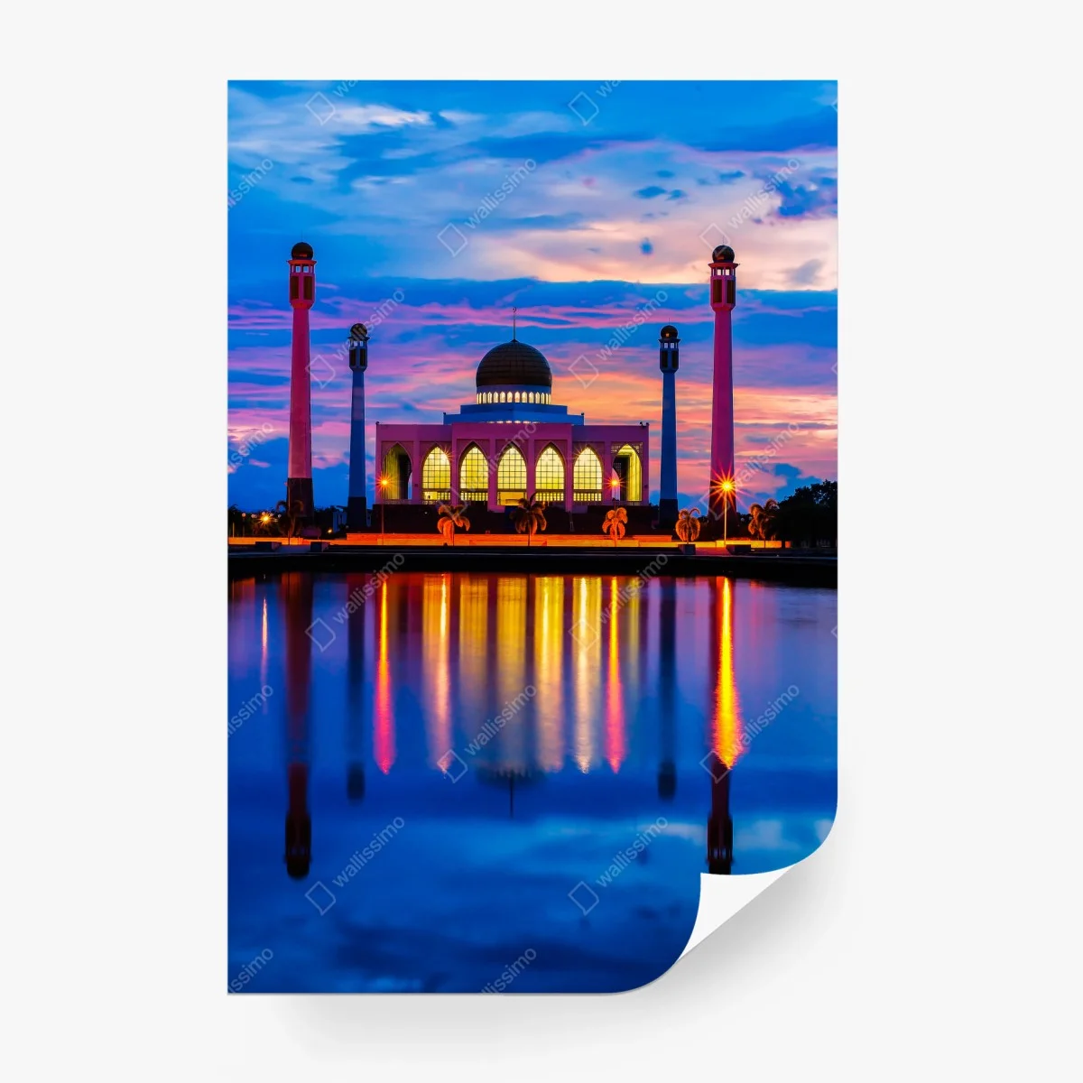 Carta da parati moschea centrale di Songkhla al tramonto • Wallissimo®
