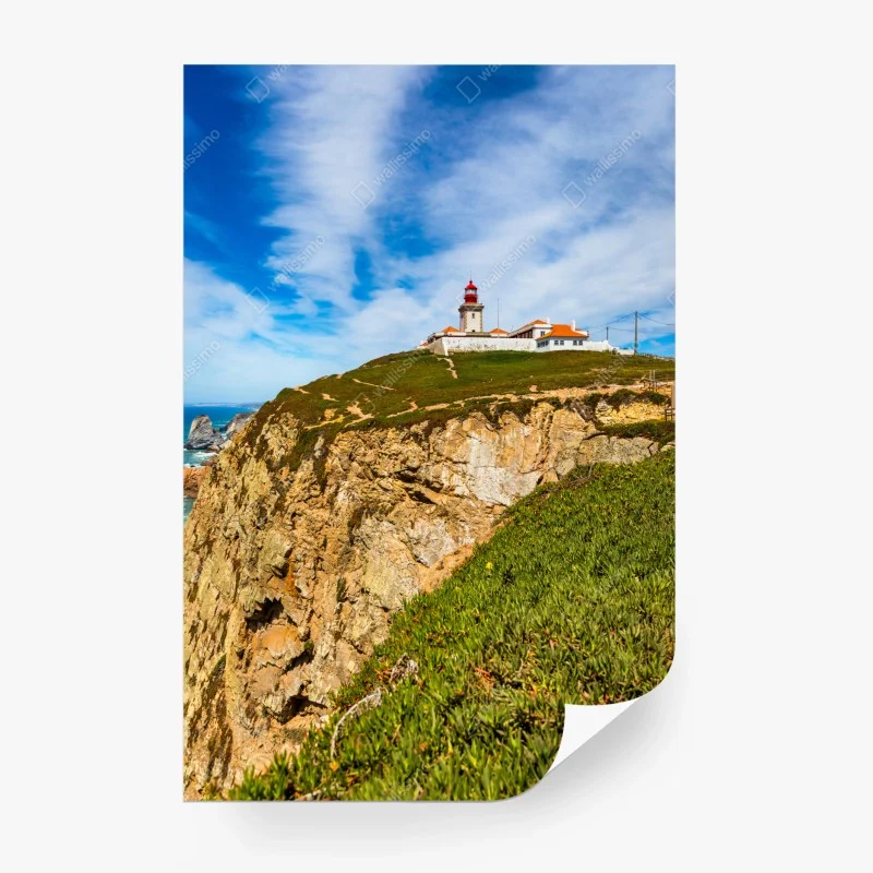 Carta da parati faro di Cabo da Roca sulle scogliere atlantiche