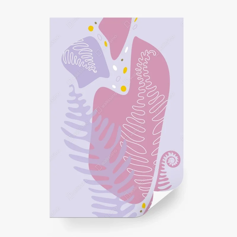 Carta da parati fogliame astratto in toni pastello