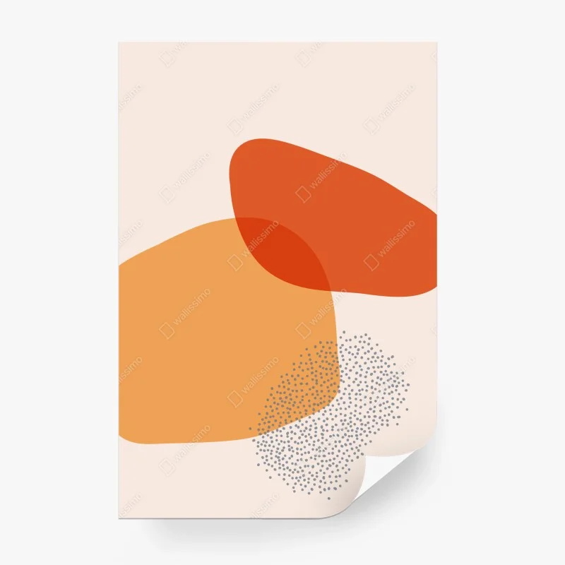 Carta da parati composizione organica in arancio e terracotta