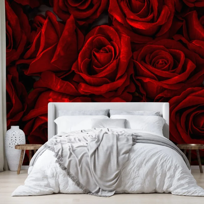 Carta da parati mosaico di rose rosse