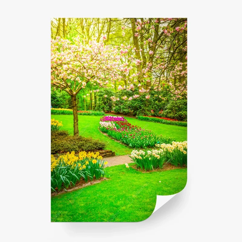 Carta da parati giardino primaverile in fiore