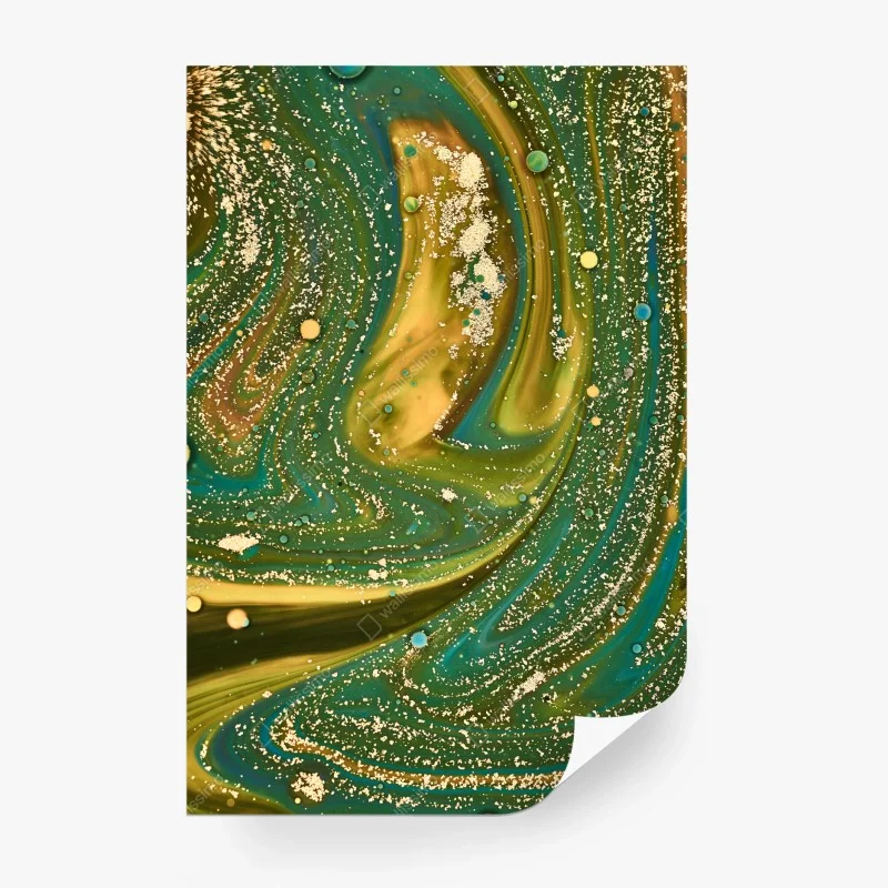 Carta da parati marmo fluido verde e oro