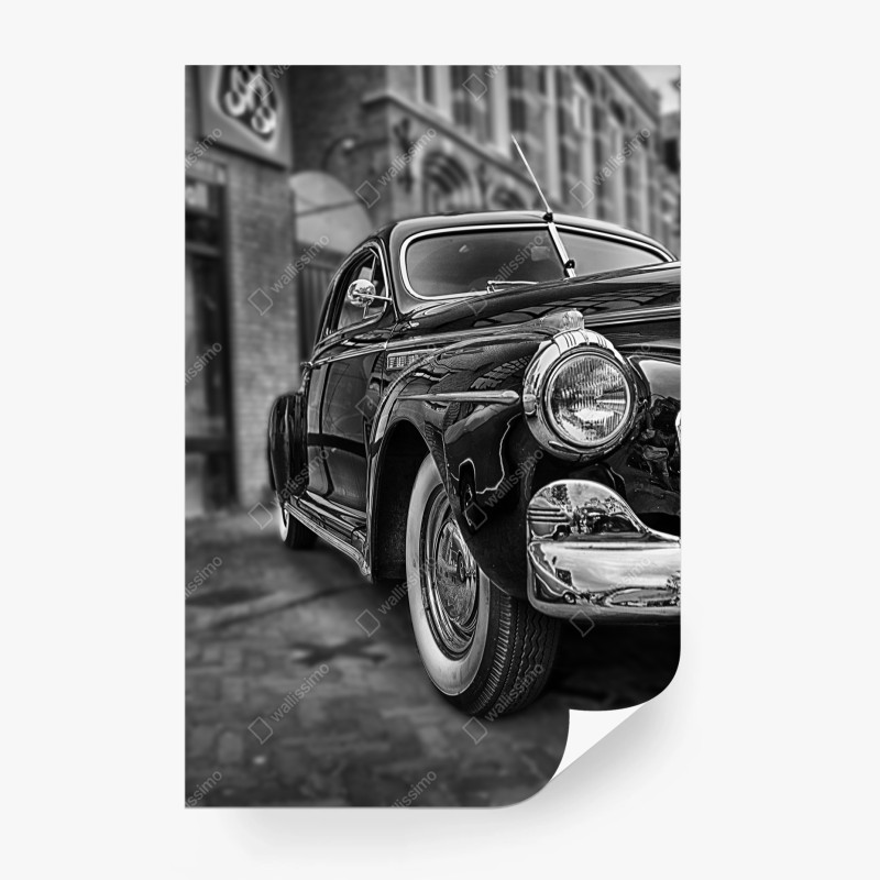 Carta da parati eleganza automobilistica d'epoca in bianco e nero