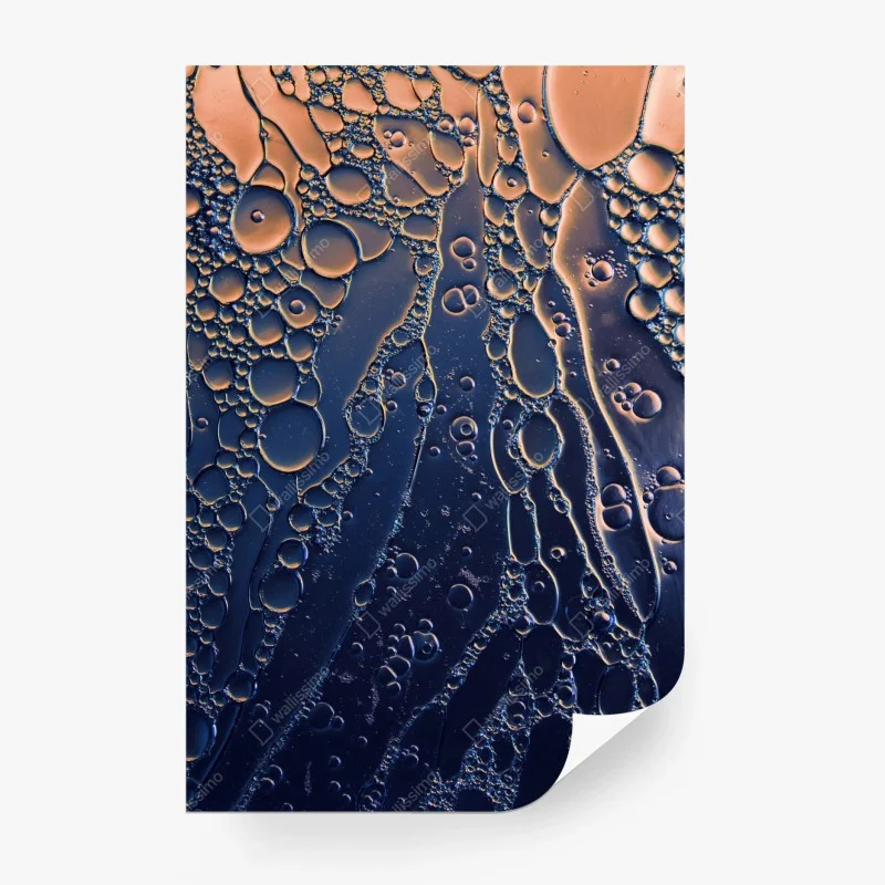 Carta da parati astrazione di bolle dorate su sfondo blu