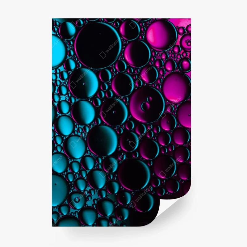 Carta da parati bolle astratte in neon turchese e magenta • Wallissimo®