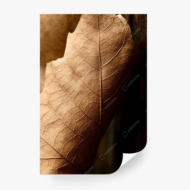 Carta da parati foglia secca texture e venature dorate