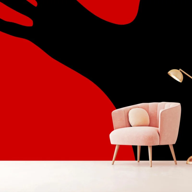 Carta da parati silhouette romantica in rosso e nero
