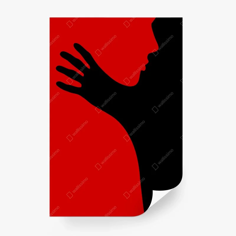 Carta da parati silhouette romantica in rosso e nero