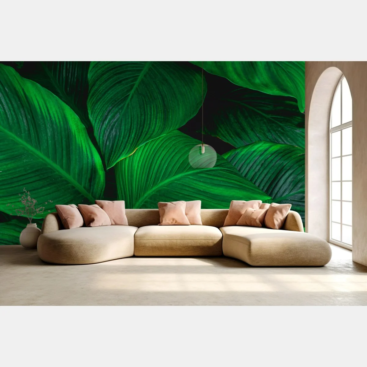 Carta da parati oasi verde: foglie tropicali in primo piano • Wallissimo® Carta da parati oasi verde: foglie tropicali in primo piano • Wallissimo®