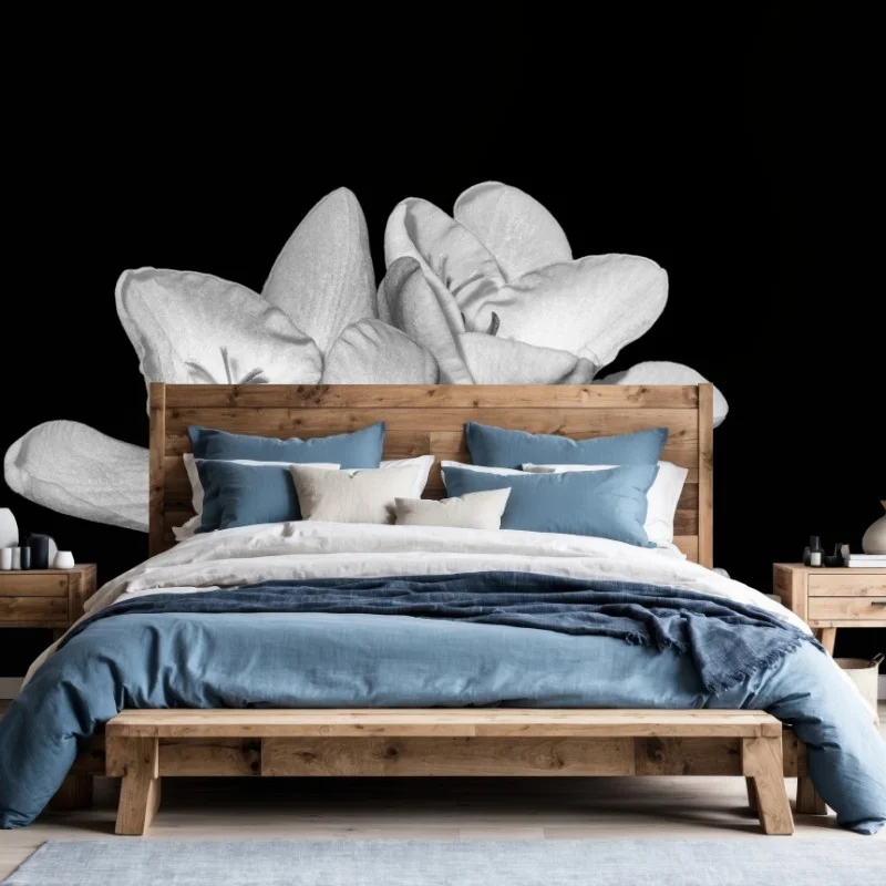 Carta da parati fresia monocromatica elegante su sfondo nero