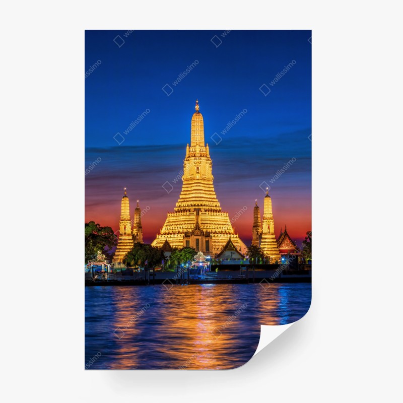 Carta da parati suggestiva vista notturna di Wat Arun