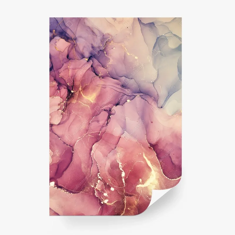 Carta da parati marmo liquido rosa e oro