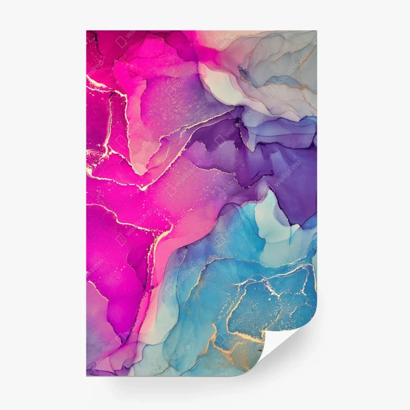 Carta da parati sogno liquido: inchiostro alcolico rosa e azzurro