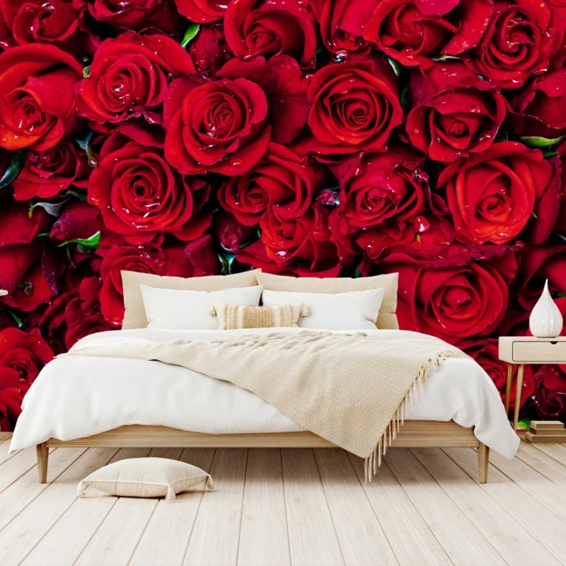 Carta da parati mosaico di rose rosse per un'atmosfera romantica