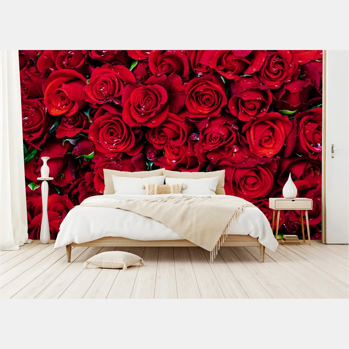 Carta da parati mosaico di rose rosse per un'atmosfera romantica • Wallissimo® Carta da parati mosaico di rose rosse per un'atmosfera romantica • Wallissimo®
