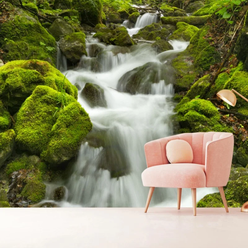 Carta da parati cascata di smeraldo nella foresta di Slovenský Raj