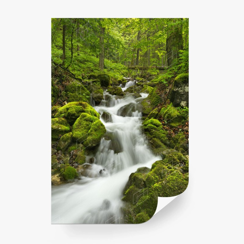 Carta da parati cascata di smeraldo nella foresta di Slovenský Raj