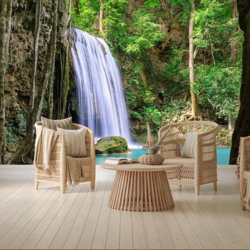 Carta da parati oasi verde della cascata di Erawan