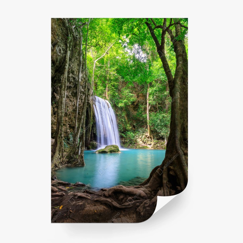 Carta da parati oasi verde della cascata di Erawan