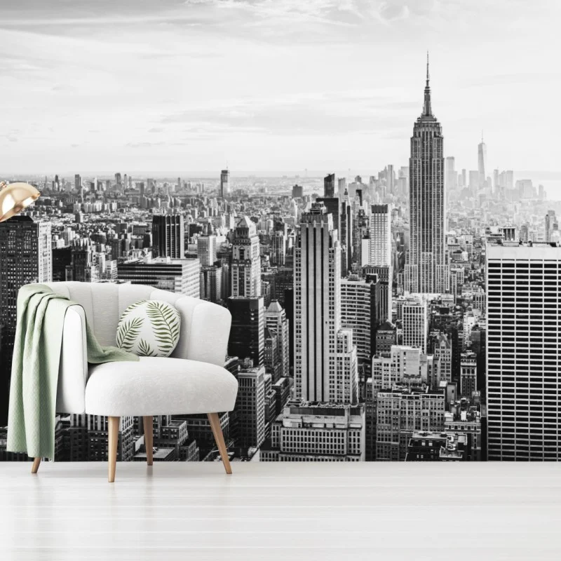 Carta da parati panorama urbano di New York in bianco e nero